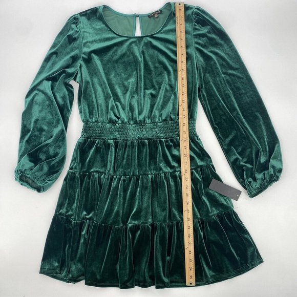 City Triangles Womens Size XXL Green Velvet Long Sleeve Tiered Dress WORN ONCE - Picture 7 of 12